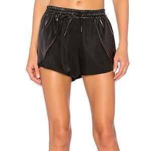 Blank NYC Women's Black Faux Leather Athletic Shorts